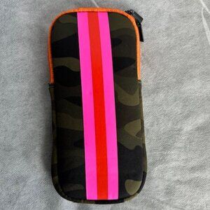 Haute Shore Showoff Glasses Case | Camo with Pink/Orange Stripe | Neoprene